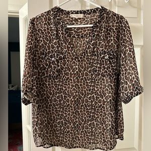 Vince Camuto sheer leopard blouse